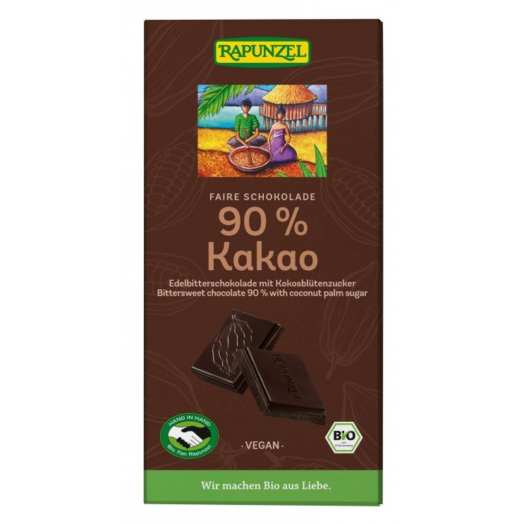 ΣΟΚΟΛΑΤΑ ΜΑΥΡΗ 90% ΚΑΚΑΟ ΜΕ ΖΑΧΑΡΗ ΚΑΡΥΔΑΣ 80g