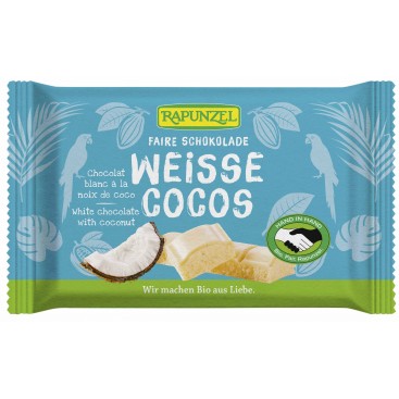 ΣΟΚΟΛΑΤΑ ΛΕΥΚΗ ΜΕ ΚΑΡΥΔΑ τετράγωνη 100g Rapunzel ΒΙΟ