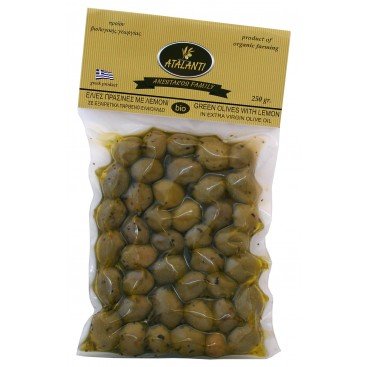 ORGANIC GREEN OLIVES IN OLIVE OIL 250g