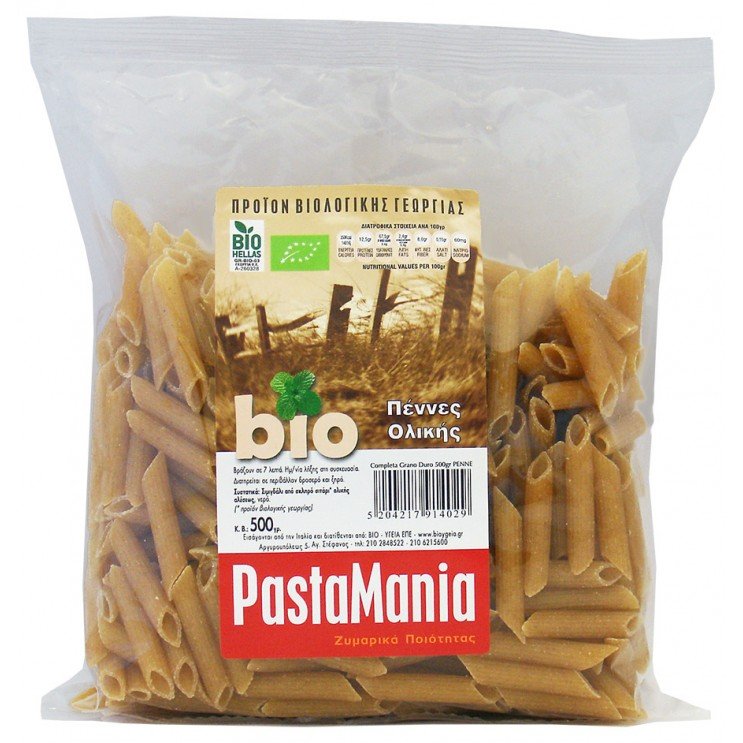 ΠΕΝΝΕΣ ΟΛΙΚΗΣ ΑΛΕΣΗΣ ΒΙΟ 500ΓΡ Ζυμαρικά